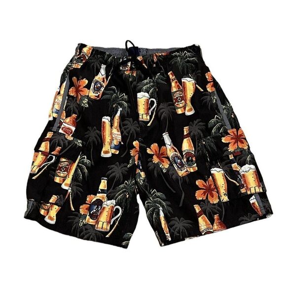 Big Dogs Mens Swim Truncks Board Shorts Hawaiian Beer Hula Girls Mesh Liner Sz M - Picture 1 of 4